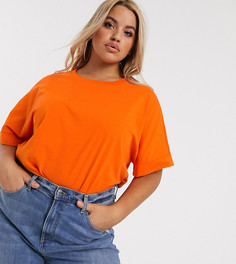 Оранжевая oversize-футболка с отворотами на рукавах ASOS DESIGN Curve-Оранжевый