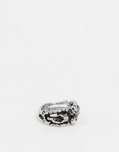 Серебристое кольцо с черепом ASOS DESIGN-Серебряный