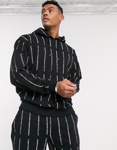 Oversized-худи черного цвета от комплекта с белым принтом ASOS DESIGN-Черный