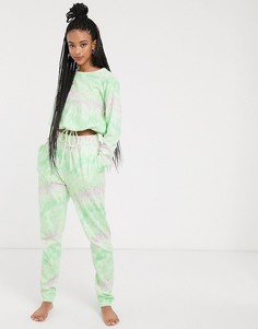 Комплект из свитшота и джоггеров с принтом тай-дай ASOS DESIGN-Зеленый