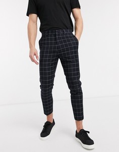 Короткие темно-синие брюки скинни в клетку New Look-Темно-синий