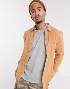 Светло-коричневая теплая фланелевая рубашка навыпуск ASOS DESIGN-Розовый