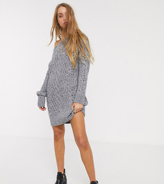 Трикотажное платье мини с открытыми плечами ASOS DESIGN Tall-Серый