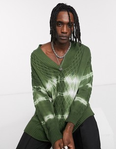 Зеленый свитер с принтом тай-дай Sacred Hawk