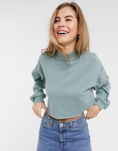 Зеленая свободная футболка с длинными рукавами ASOS DESIGN-Зеленый