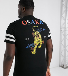 Футболка из органического хлопка с контрастными рукавами ASOS DESIGN Plus-Черный