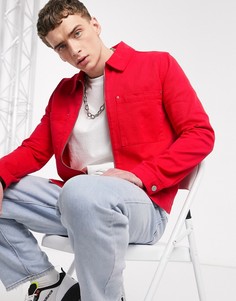 Красная джинсовая куртка с молнией ASOS DESIGN-Красный