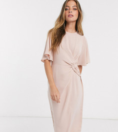 Нежно-розовое платье миди с рукавами-кимоно ASOS DESIGN Petite-Розовый