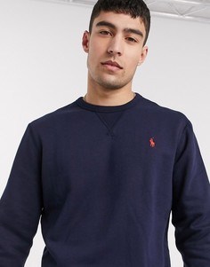 Темно-синий свитшот с круглым вырезом и логотипом Polo Ralph Lauren