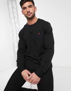 Черный свитшот с круглым вырезом и логотипом Polo Ralph Lauren
