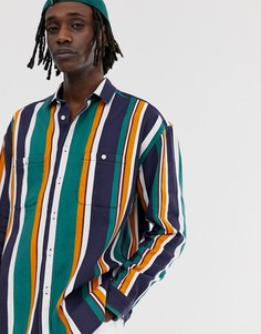 Зеленая полосатая oversized-рубашка в стиле 90-х ASOS DESIGN-Зеленый