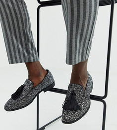 Черные лоферы для широкой стопы с блестками и кисточками ASOS DESIGN-Черный