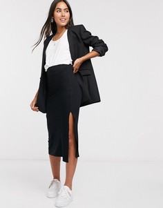 Черная юбка-комбинация миди с разрезом ASOS DESIGN-Черный