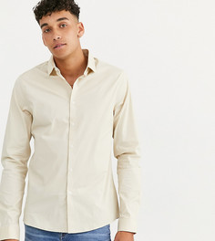 Светло-бежевая приталенная рубашка стретч ASOS DESIGN Tall-Кремовый