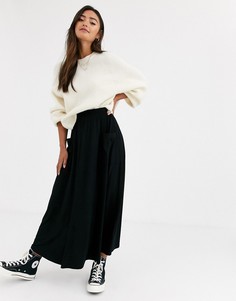 Черная юбка миди с карманами ASOS DESIGN-Черный