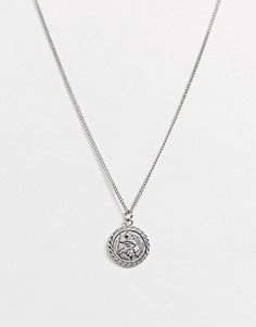 Серебристая цепочка с подвеской-монеткой ASOS DESIGN-Серебряный