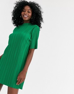 Плиссированное платье-футболка ASOS DESIGN-Зеленый