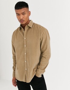 Вельветовая полосатая oversized-рубашка в стиле 90-х ASOS DESIGN-Коричневый
