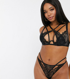 Кружевной бюстгальтер на косточках с вырезами и ремешками ASOS DESIGN-Черный