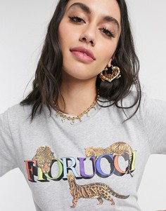 Серая футболка с леопардами Fiorucci-Серый