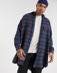Клетчатая oversized-рубашка в стиле 90-х ASOS DESIGN-Синий