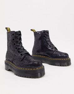 Черные кожаные ботинки с эффектом трещин Dr Martens-Черный