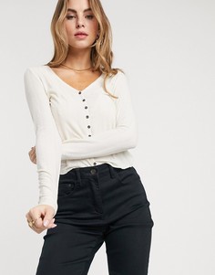 Топ кремового цвета в рубчик Pieces-Белый