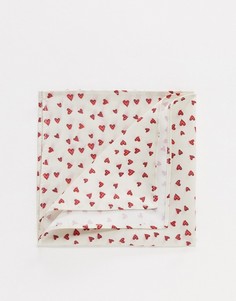 Белый платок для пиджака с принтом сердец ASOS DESIGN Valentines