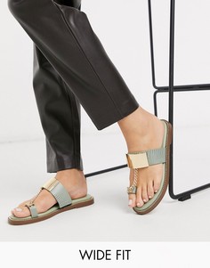 Шалфейно-зеленые сандалии для широкой стопы с цепочкой River Island-Зеленый