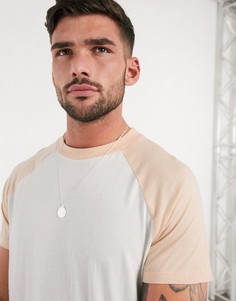 Футболка с рукавами реглан персикового цвета ASOS DESIGN-Серый