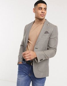 Приталенный пиджак в мелкую клетку Burton Menswear-Коричневый