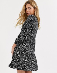 Ярусное свободное платье в горошек New Look-Черный