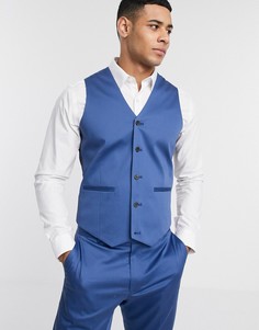 Синий приталенный жилет из эластичного хлопка ASOS DESIGN wedding