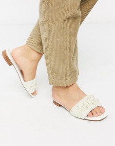 Белые сандалии-мюли с искусственным жемчугом ASOS DESIGN-Белый