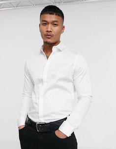 Белая приталенная рубашка из сатина ASOS DESIGN-Белый