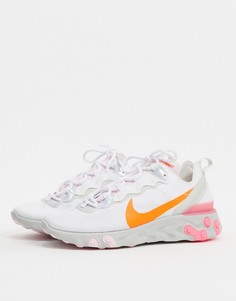 Белые кроссовки с розовыми и оранжевыми вставками Nike React Element 55-Белый