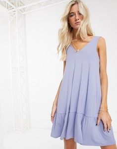 Лавандовое платье мини со скрытыми карманами ASOS DESIGN-Синий