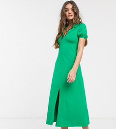 Зеленое чайное платье миди с воротником ASOS DESIGN Petite-Зеленый