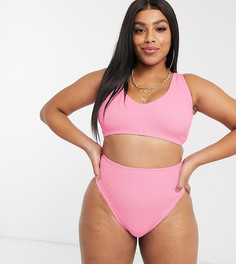 Розовые плавки бикини с завышенной талией ASOS DESIGN curve-Розовый