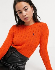Оранжевый вязаный джемпер с круглым вырезом Polo Ralph Lauren