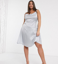 Светло-синее платье-комбинация со свободным воротом Unique 21-Синий Unique21 Hero