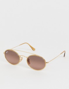 Круглые солнцезащитные очки с двумя планками сверху Ray-Ban 0RB3847N-Бежевый