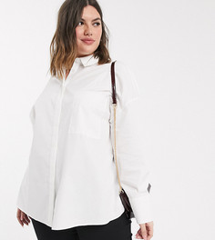 Рубашка бойфренда с длинными рукавами ASOS DESIGN Curve-Белый