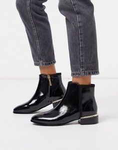 Черные лакированные ботильоны River Island-Черный