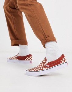 Красные/белые кроссовки-слипоны в шахматную клетку Vans Classic-Красный