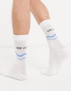 Спортивные носки с принтом ASOS DESIGN-Белый
