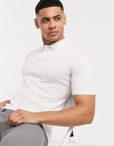 Белая обтягивающая трикотажная футболка-поло ASOS DESIGN-Белый