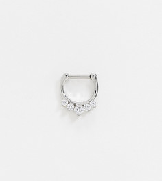 Эксклюзивная серебряная серьга-кольцо со стразами Kingsley Ryan-Серебряный