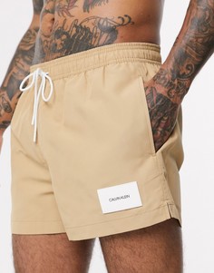 Бежевые шорты для плавания из переработанных материалов с логотипом Calvin Klein-Бежевый