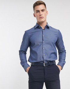 Узкая поплиновая эластичная рубашка Calvin Klein-Синий
